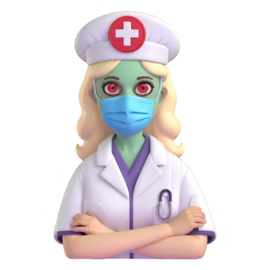 zombie nurse female with nurse hat and medical mask sticker