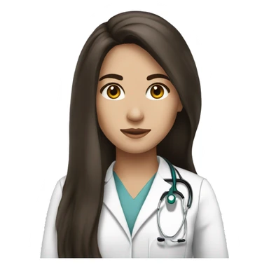 Beautiful Brunette long hair, doctor, fair skin, black eye color sticker