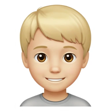 un niño rubio de pelo corto de 8 años con flequillo sobre la frente y sonriendo sticker