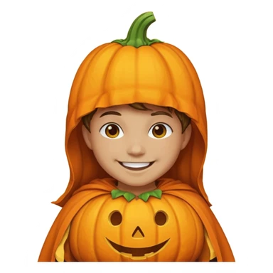 With pumpkin costume on sticker