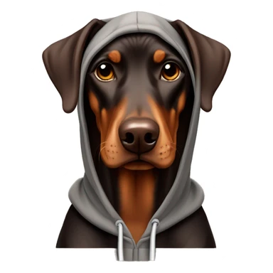 Brown dobermann with hoodie sticker