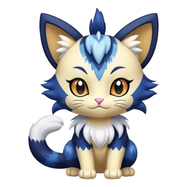 Shiny Cute Adorable Meowth-Litten-Meowstic-Hybrid-Creature with pattern-markings sticker