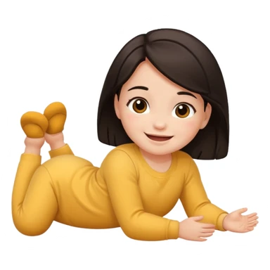 baby dark hair lying on ground sticker