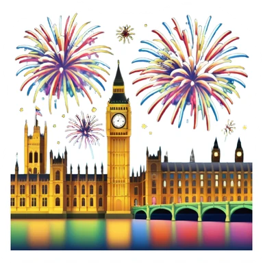 Fireworks over Big Ben and Houses of Parliament London  sticker