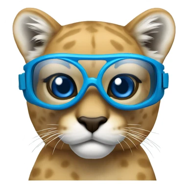 Cougar mascot with swim goggles sticker