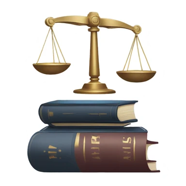 a balance of justice with a robot on one side and a book on the other side sticker