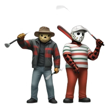 Freddy Kruger and Jason Voorhees playing golf sticker