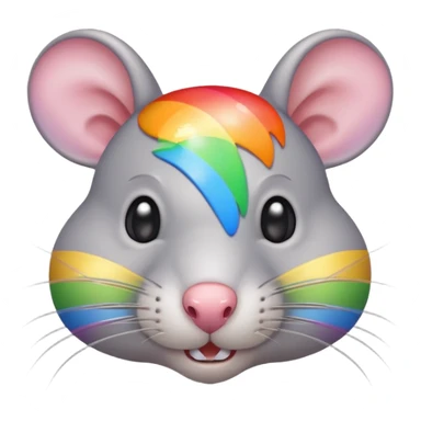 La cabeza de una rata gris claro con los bigotes de arcoíris  sticker