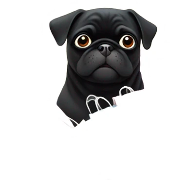 Black pug with many shopping bags sticker
