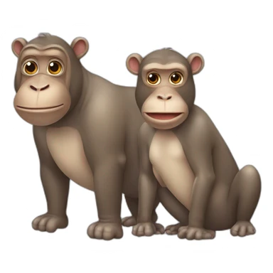 monkeys and hippopotamus sticker