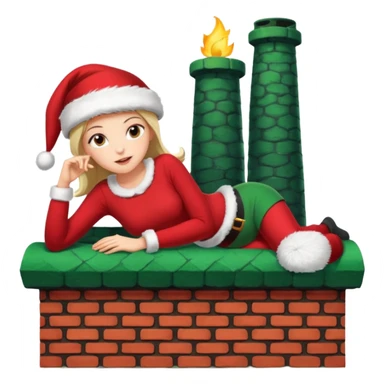 Cristmas Female lie down on a chimney sticker