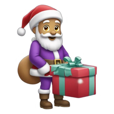 Santa Claus dressed in purple delivering presents sticker