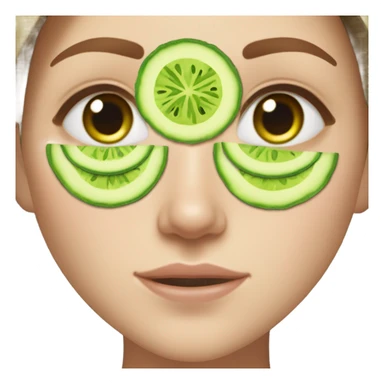Girl with freackles Brown hair and white skin blue eyes wears skin care mask Thats Green and pickle on her closed eyes sticker