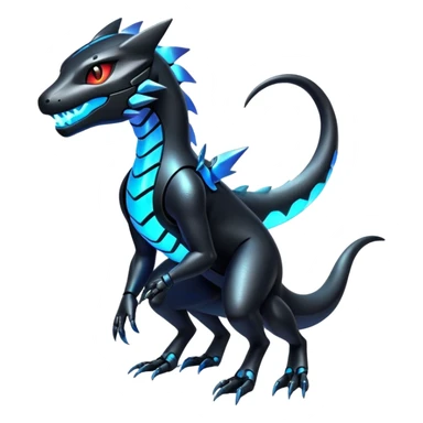 Modern Futuristic Iridescent Cyber-Salandit-Litten-Hybrid (Full body) sticker