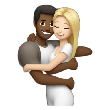 Black and white car hug with brown man ans blond women sticker