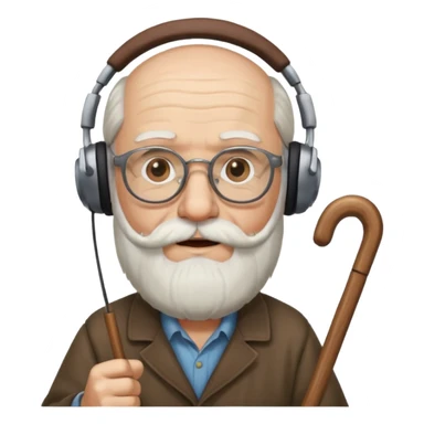 Anciano barba blanca larga bastón aufifono lentesb sticker