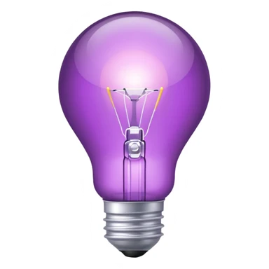 Create a glowing light bulb icon in shades of purple. Convey ideas and innovation. Keep it simple and clear. sticker