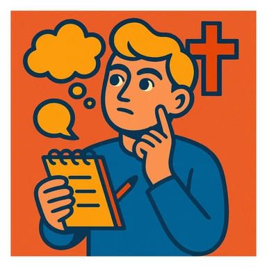 a person with a notepad, thoughtful pose, representing personal beliefs and storytelling sticker