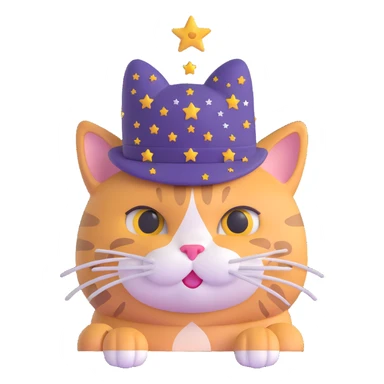 cat magician with a starry hat sticker