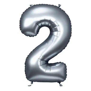 Silver balloon in shape of number 2 sticker