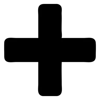 minimalist plus icon, solid black, no outline sticker