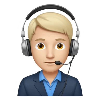 a sales agent with headphones sticker