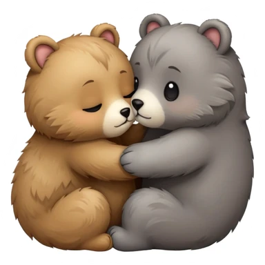 A bear and a cat kissing sticker