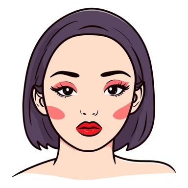 full glossy pouty baddie lips with lip liner sticker
