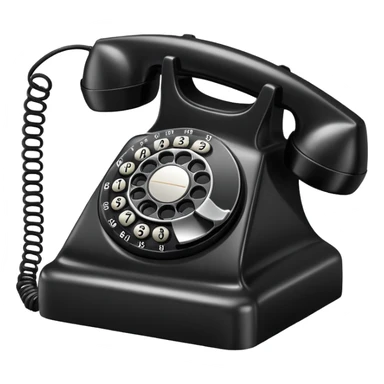 A vintage rotary corded phone with handset and spiral cord sticker