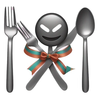 spoon and fork with a ribbon sticker