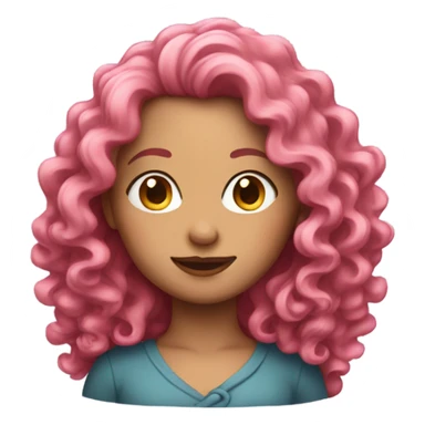 Lady with long curly pink hair  sticker