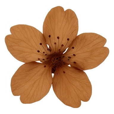 show  one brown cherry blossom without a stem , remove background sticker