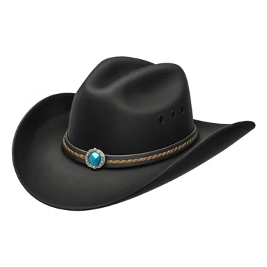 black cowboy hat with a black feather sticker