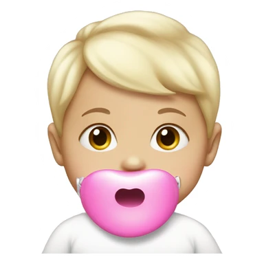 White baby girl with a pink pacifier in mouth sticker