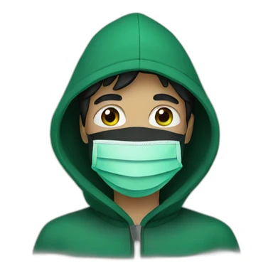 Man with green-medical-mask and black-hoody sticker