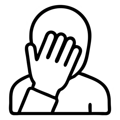 minimal emoji of a facepalm, no face details, just hands and head outline sticker