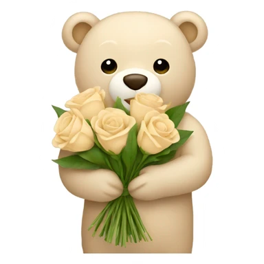 Beige bear holding beige bouquet  sticker