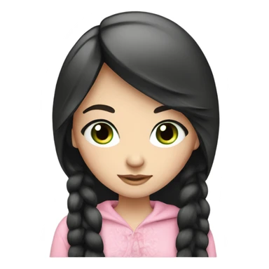 Beautiful Russian girl green eyes very long black hair pink clothes  sticker