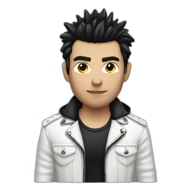 Punk male with white leather jacket with dark hair sticker