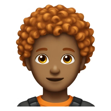Light skin dark orange curly hair boy  sticker