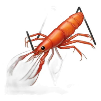 red shrimp drawn in triangle road sign with black outline sticker