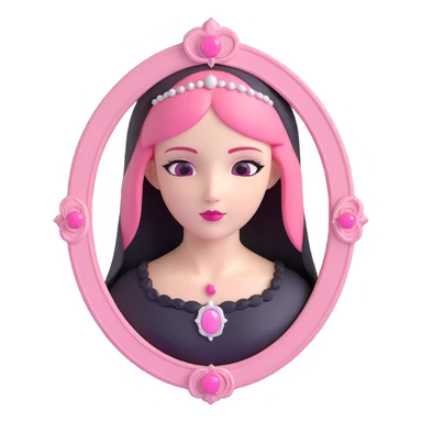 realistic 3D gothic cameo with pink accent, minimal and vintage sticker