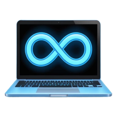 laptop screen showing an infinity symbol sticker