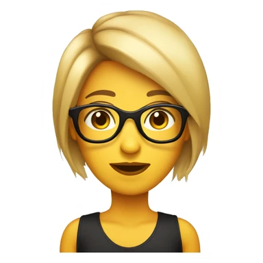 Chica con pelo largo negro, flequillo, ojos color marrones, con lentes para ver  sticker