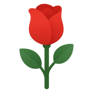 A single red rose with green leaves sticker