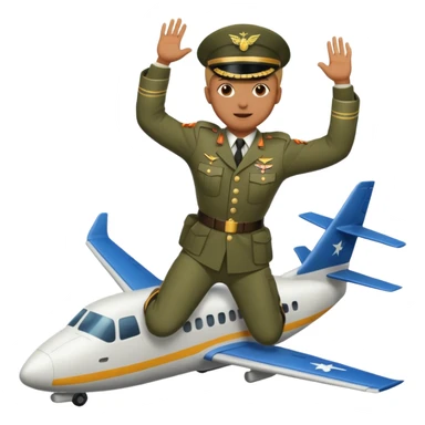 Person jumping off plane in military uniform sticker