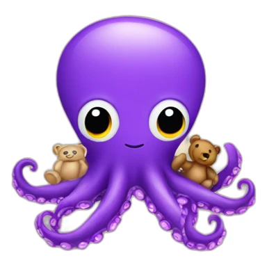 purple octopus with teddy bear sticker