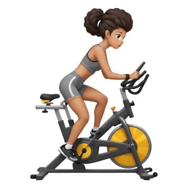 Woman in training clothes: dark snail hair on an ergonomic gym bike sticker
