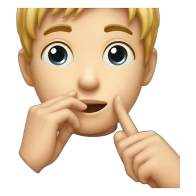 Close-up emoji: Boy whispering secret, hand around other's temple sticker