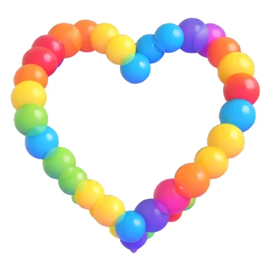 3D emoji style rainbow heart with floating bubbles around it sticker